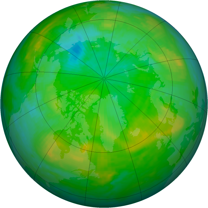 Arctic ozone map for 21 July 1985